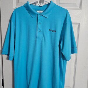 Mens Columbia PFG Shirt Turquoise Blue Polo  XL
